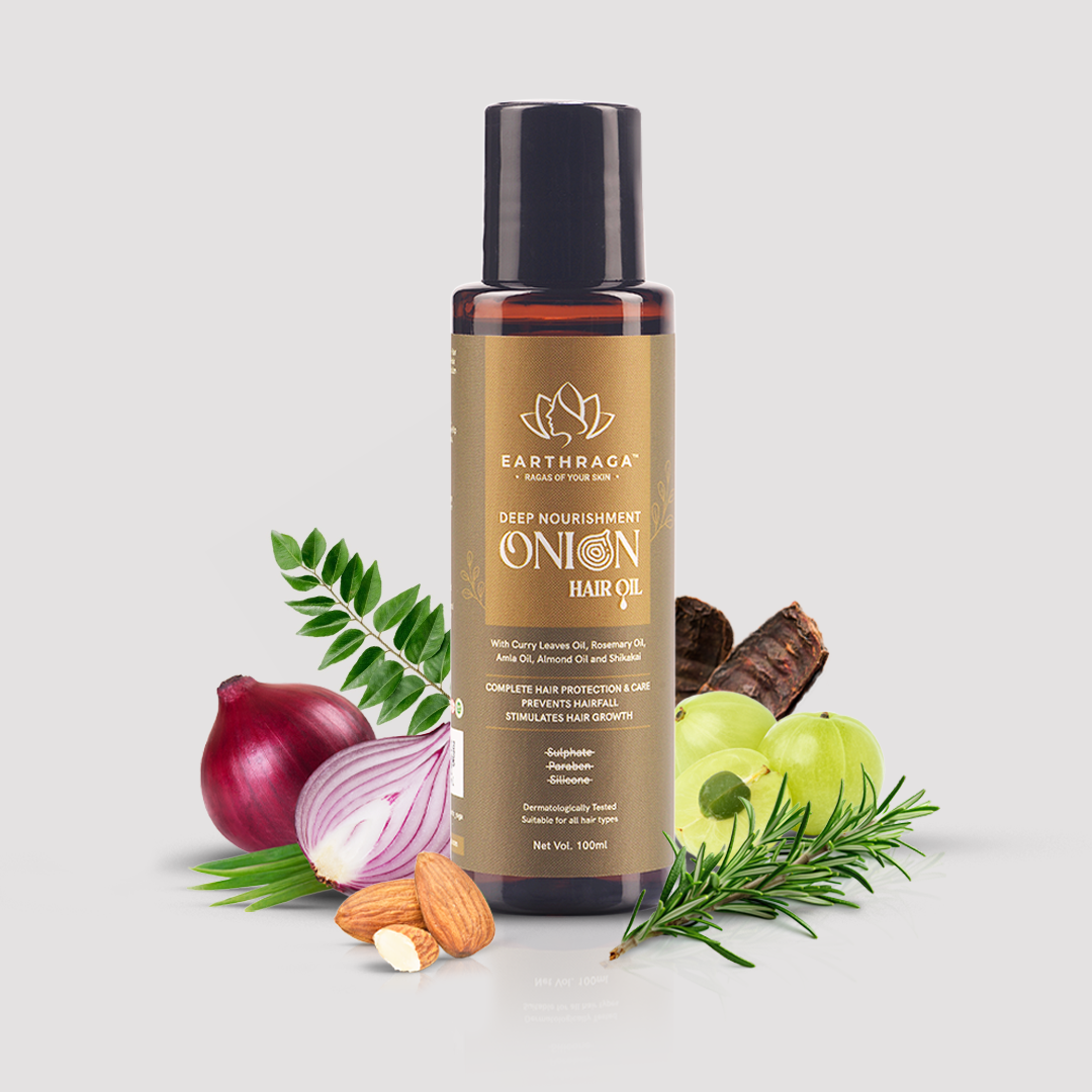 Earthraga Hair Oil Combo- Onion, Bhringraj and Moroccan Argan Hair Oil | 100 ml X 3  USE CODE QR500 for Rs.500 off