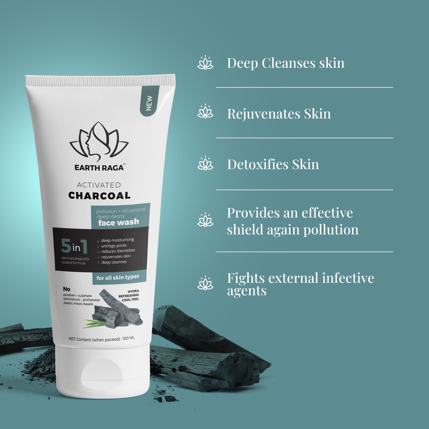 Earthraga Activated Charcoal Facewash and Mix Fruit Facewash combo