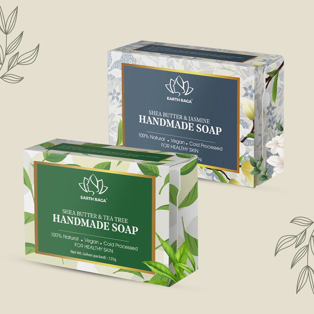 Pack of 2 Cold Pressed Soaps |Tea Tree Soap | Jasmine Soap|  250 gms (2 X 125 Gms )