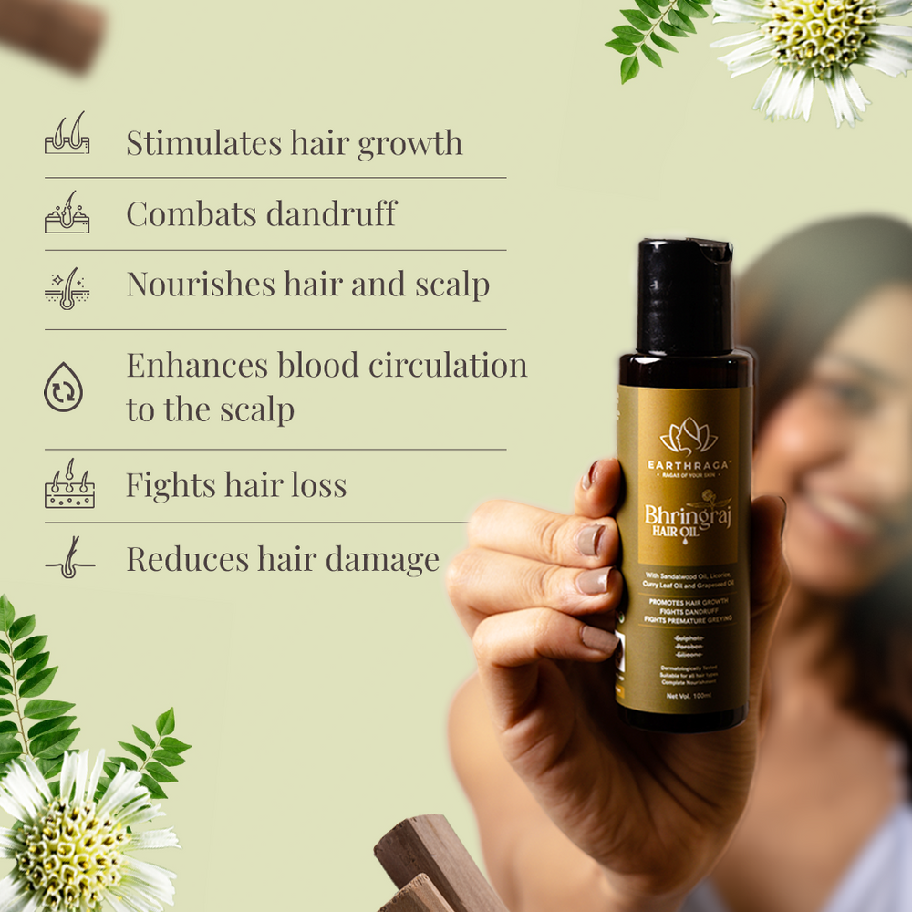 Natural Bhringraj Hair Oil For Hair Growth In India | Earthraga