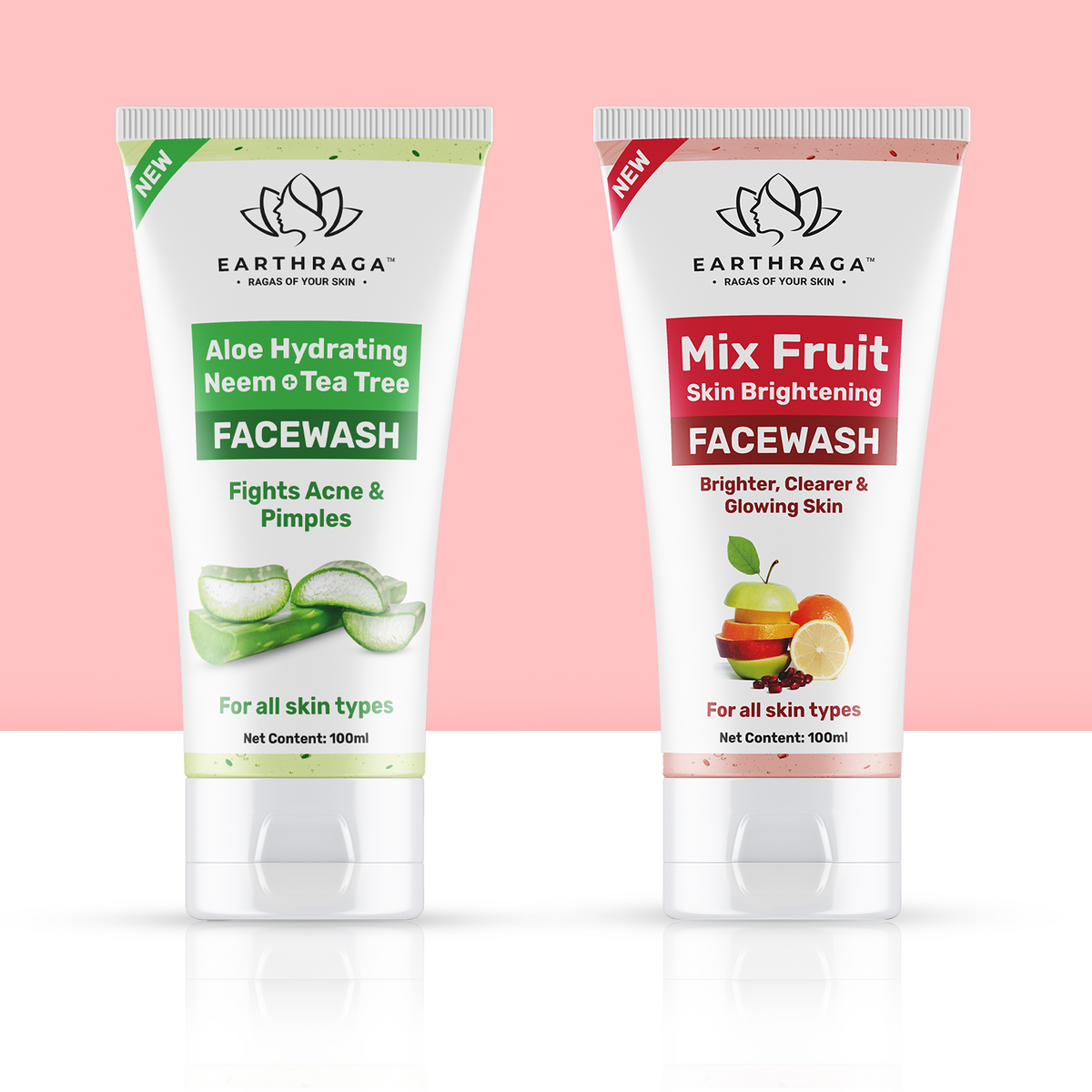 Mix Fruit Skin Brightening - Aloe Vera Neem Tea Tree Face Wash Combo