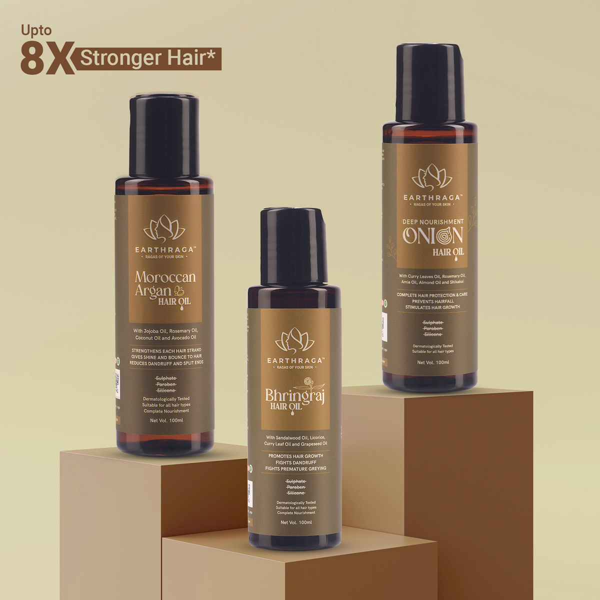 Hair Oil Combo- Onion, Bhringraj and Moroccan Argan Hair Oil - | 100 ml X 3